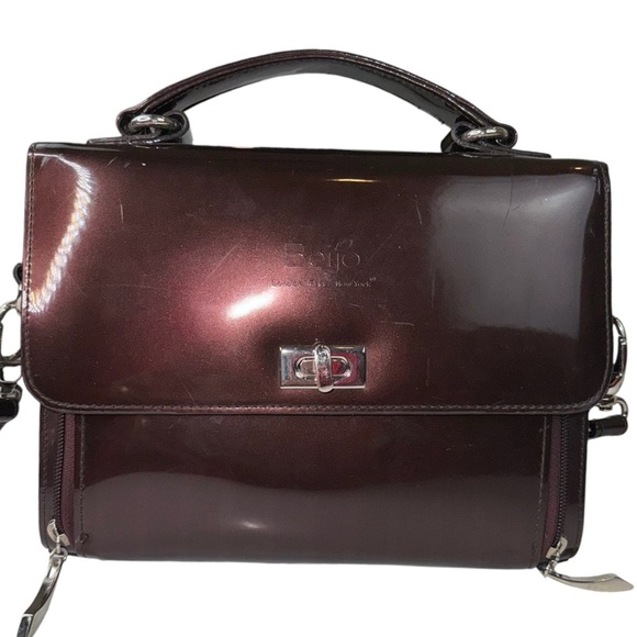 Beijo Brown Patent Top Handle Handbag Crossbody - Picture 1 of 16